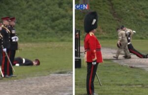 Војник се онесвестил за време на кралска церемонија – мораа да го влечат низ калта