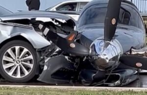 (ВИДЕО) Авио удри во автомобил при обид за принудно слетување