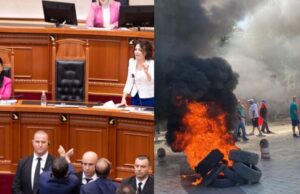 Тензии пред и внатре во албанскиот парламент