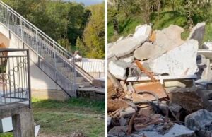 (Видео) Поплавата во БиХ однесе куќа, само скалите и оградата останаа недопрени