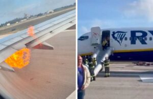 (Видео) Се запали моторот на авионот на „Рајанер“ во Италија, патниците евакуирани
