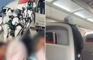 (Видео) Лет од пеколот: Авион принудно слетал, а во него влетале екипи со заштитни маски и комбинезони