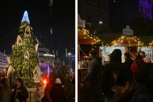 Светна новогодишната елка! Отворен и Божиќниот маркет во Скопје