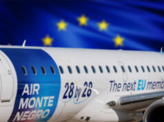 „Следната земја-членка на ЕУ“ – Црна Гора брендираше авион со европската амбиција за членство до 2028 година
