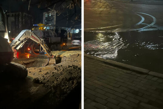 Капиштец повеќе од шест часа без вода, дефект кај Цветен пазар ја поплавува улицата Народен фронт