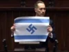 (Видео) Инцидент во полскиот парламент, пратеник го покажа израелското знаме со свастика