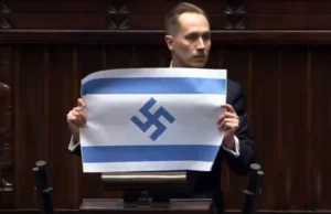 (Видео) Инцидент во полскиот парламент, пратеник го покажа израелското знаме со свастика
