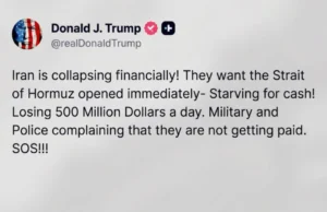 Трамп по пресвртот: Иран е на работ на финансиски колапс, сакаат да го отворат Ормускиот теснец , СОС!!!