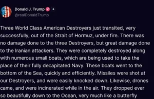 Трамп: Нормална земја би дозволила разорувачи да поминат, но Иран е управуван од лудаци