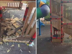 (Фото) Вандализирано детско игралиште во Карпош 1
