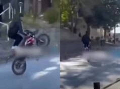 (Видео) Идентификуван и санкциониран 16-годишникот кој управувал мотоцикл на едно тркало во Штип